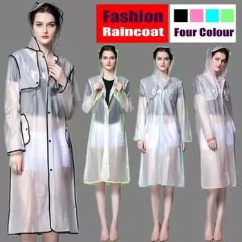Новая мода EVA женское пончо со шляпой дамский водонепроницаемый длинный полупрозрачный плащ-понч открытый мужской ветрозащитный байкерский дождевик куртка M