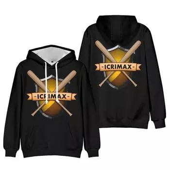 Новая мода Icrimax Print Одежда уличная мужская толстовка с капюшоном с длинным рукавом пуловер топы XS чёрный