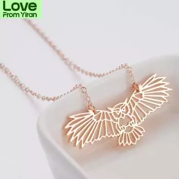 Новая мода Ins Style Полая Сова Ожерелье Из Нержавеющей Стали Простой Оригами Свитер С Маленькими Животными Ожерелье С Цепи Ключиц Для Женщин золотой