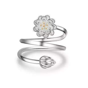 Новая мода изысканные ювелирные изделия из стерлингового серебра 925 пробы личности двойной лотос свежий цветок гипоаллергенные открывающиеся кольца Xzr033