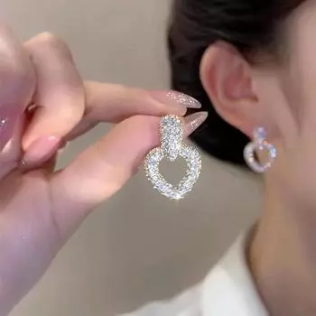 Новая мода, классические геометрические элегантные серьги-подвески в форме сердца с тонким цирконием, женские ювелирные изделия премиум-класса, аксессуары для вечеринок, подарок