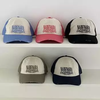 Новая мода контрастного цвета вышитые бейсболки мужские весна и лето уличный тренд универсальная американская ретро женская шляпа 56-58cm розовый