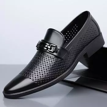 Новая Мода Кожаные Мужские Сандалии Кожаная Обувь Летние Кожаные Дырочки Дышащие Перфорированные Белые Деловые Нарядные Повседневные Туфли 38