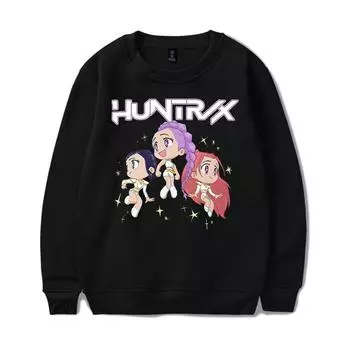 Новая Мода KPop Охотники на Демонов Мультяшный Свитер с Круглым Вырезом Мужской/Женский Худи Харадзюку Уличная Одежда Толстовки Модные Топы Повседневная Одежда для Подростков XS чёрный