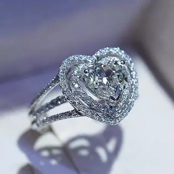 Новая мода Кристалл Сердце CZ Кольца Женские Элегантные Женские Аксессуары для Вечерние Bling Нежные Кольца Для Девочек Модные Ювелирные Изделия 9