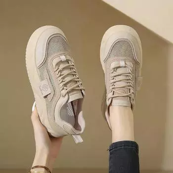 Новая мода летние женские повседневные туфли на платформе кроссовки для женщин кроссовки женские на шнуровке теннисные туфли zapatos de mujer 35 бежевый