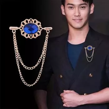 Новая мода металлическая хрустальная брошь-кисточка на воротник рубашки, булавка для шарфа, значок, броши для корсажа для женщин и мужчин, ювелирные аксессуары