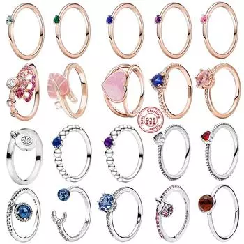 Новая мода, модное подлинное оригинальное кольцо из стерлингового серебра S925, сердце, голубая земля, луна, круглое кольцо с цирконом, женское юбилейное ювелирное изделие 7