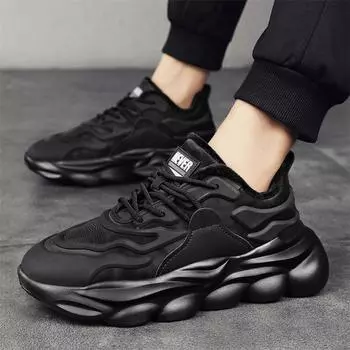 Новая мода мужская осенне-зимняя удобная спортивная обувь для студентов и мальчиков, трендовые мягкие дышащие повседневные кроссовки для бега и спортзала 39 чёрный