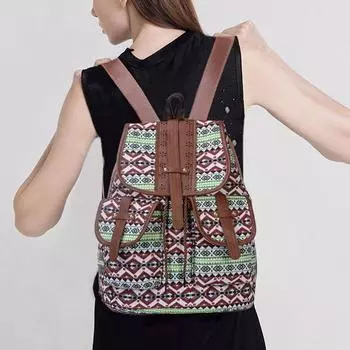 Новая мода на холсте с принтом женская сумка через плечо в богемном стиле женский рюкзак зелёный