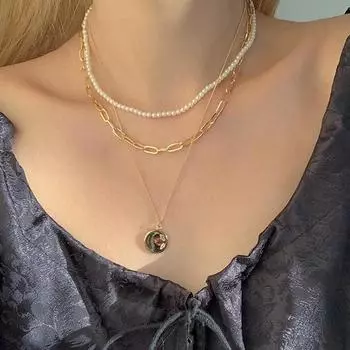 Новая мода Нерегулярное ожерелье-цепочка, многослойное ожерелье-диск, женское ожерелье-цепочка в стиле панк, толстая цепочка, ретро-ювелирные изделия