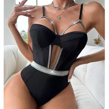 Новая мода ночной клуб сексуальное боди женщин сексуальное женское белье корсет S чёрный
