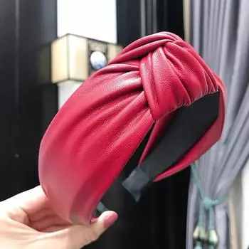 Новая Мода Однотонные Цвета Волосы Завязанная Повязка Для Волос Для Женщин Крест Обручи Для Волос Кожаный Узел Аксессуары Для Волос Девочки Взрослая Повязка На Голову Распродажа One Size