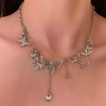 Новая мода ожерелье с кулоном в виде бабочки и кисточкой, женственный дизайн, усовершенствованная цепочка на ключицу, подарок на вечеринку