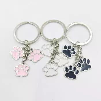 Новая мода Pet Paw Oil Enamel Charms Key Chain Key Chain Car Keyring Women Child Gift Jewelry