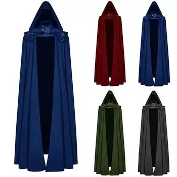 Новая мода плащ с капюшоном Хэллоуин вечерние средневековый четырехцветный плащ с капюшоном готический мужской длинный плащ с капюшоном плащ XXXXXL чёрный