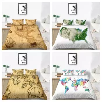 Новая мода пододеяльник карта пододеяльник королевский размер постельные принадлежности домашнее постельное белье Unqiue дизайн дети-подростки набор постельных принадлежностей мира UK Single 135x200cm