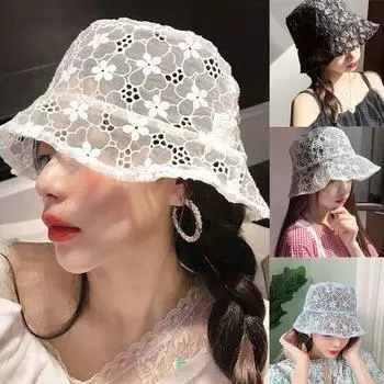 Новая мода полые уличные женские рыбацкие шляпы шляпа от солнца шляпа-ведро с цветком