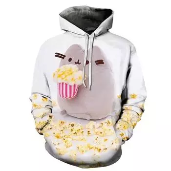 Новая мода попкорн 3D принт смешной худи женская одежда осень длинный рукав с капюшоном унисекс уличная одежда пуловеры топы S