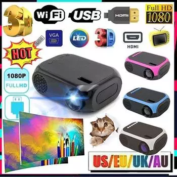 Новая мода портативный HD мини-проектор для домашнего кинотеатра, кино, мультимедиа, видео, светодиодная поддержка HDMI/USB/SD-карты/ноутбуков UK белый