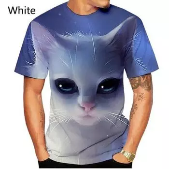 Новая мода последние мужские и женские 3D печатные футболки с короткими рукавами с изображением кота футболка с рисунком S