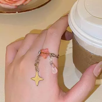 Новая мода пятиконечная звезда подвеска персонализированное регулируемое открывающееся кольцо