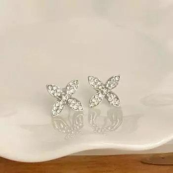 Новая мода, простой дизайн, микроинкрустированные циркониевым цветком, серьги-джокеры, женские вечерние украшения