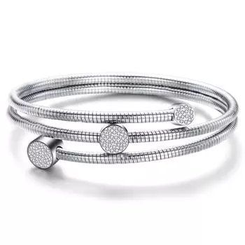 Новая мода простой инкрустированный циркон Sanyuan фаска титановая сталь браслет-цепочка со змеиными костями для женщин