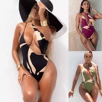 Новая мода простой слитный цельный купальник бикини персонализированный купальник на одно плечо с вырезами сексуальное пляжное бикини с открытой спиной S чёрный