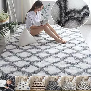Новая мода пушистый плюшевый меховой ковер Нескользящий напольный коврик Дешевые ковры Современный декор Напольный коврик Прикроватный ковер Спальня Гостиная Ковер 40x60cm (make doormat)