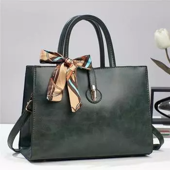 Новая мода ретро кожаный шелковый шарф большой емкости женская сумка через плечо серый