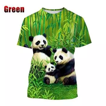 Новая мода с 3D принтом и милым дизайном панды, мужские и женские повседневные топы с короткими рукавами и животными, футболки