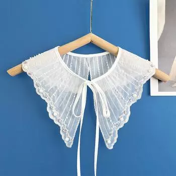 Новая мода с цветочной вышивкой, искусственный воротник, женский кукольный воротник, зашнуровать галстук-бабочку, искусственный воротник, воротник рубашки, аксессуары для одежды