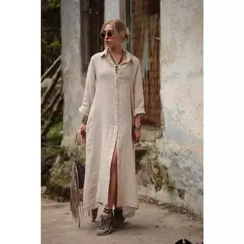 Новая мода с длинным рукавом плюс размер платье-рубашка женское элегантное простое свободное хлопковое длинное платье женское винтажное простое однобортное повседневное платье 1001 S армия зеленый