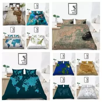 Новая мода с мультяшным принтом в виде карты, чехол для постельного белья, модный комплект чехлов, пододеяльник, домашний текстиль для мужчин и женщин, комплект постельного белья двойного размера UK Single 135x200cm