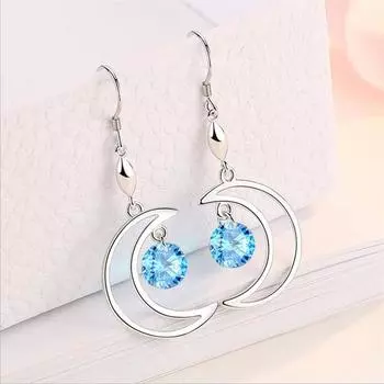 Новая мода серьги-капли в форме Луны, женские аксессуары для пирсинга, качественные серьги из серебра 925 пробы, женские ювелирные изделия, подвески, подарок на годовщину белый