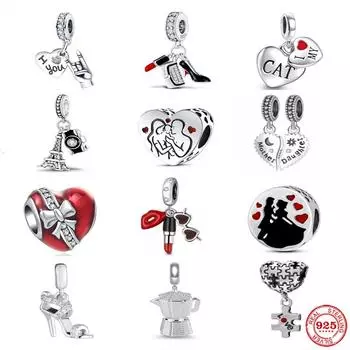 Новая мода Серебро 925 Подвески Пара Любовь Бусины Башня Камера Подвеска Подходит Женские Браслеты Изысканные Европейские Ювелирные Изделия Подарок