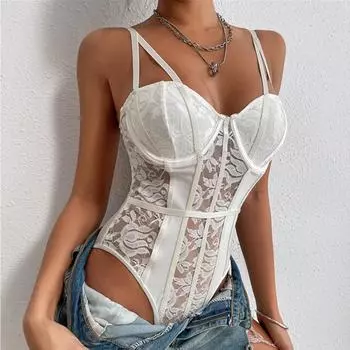 Новая мода, сексуальное кружевное лоскутное боди, нижнее белье для женщин, сексуальный корсет XS чёрный
