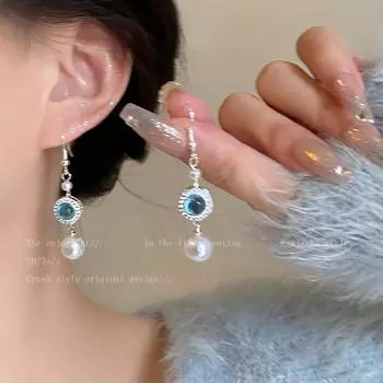 Новая мода синий жемчуг кулон геометрические персонализированные серьги