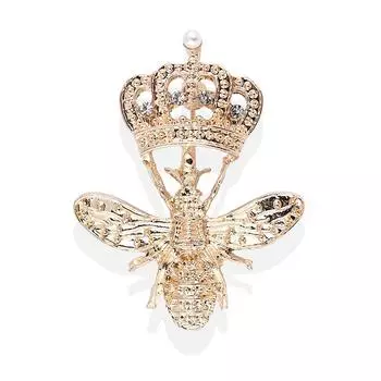 Новая мода сплав жемчуг корона брошь горный хрусталь кристалл пчела лацкан значок насекомое костюм шарф пряжка значок роскошные ювелирные изделия аксессуары
