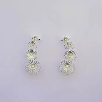 Новая мода Star в том же стиле Мягкие горные яркие серебряные маленькие цветочные серьги-гвоздики с зажимом для ушей