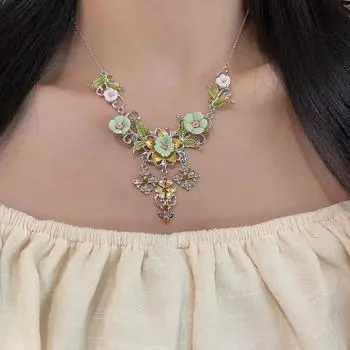 Новая мода, темперамент, изысканный сладкий цветок, кисточки, преувеличенное ожерелье-джокер, женский