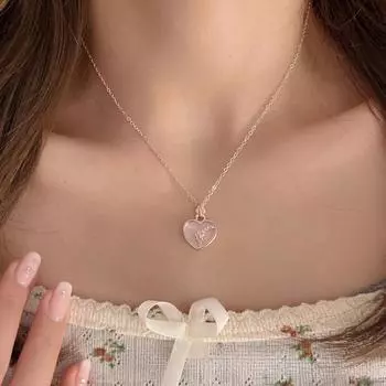 Новая мода темперамент ракушка любовь микро-инкрустация циркон кулон ожерелье женский