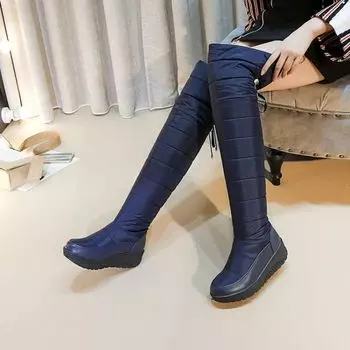 Новая мода толстые термохлопковые сапоги выше колена 35 чёрный