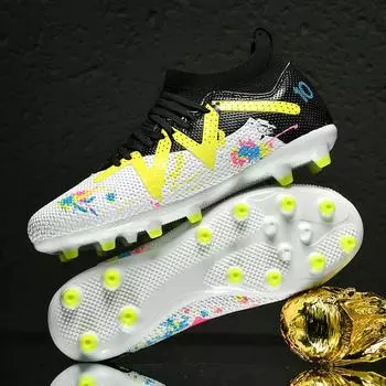 Новая мода унисекс футбольные бутсы молодежные тренировочные кроссовки уличная спортивная обувь Роналду 35 белый