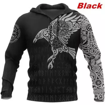 Новая мода Викинг Воин Татуировка 3D Печать Толстовка Унисекс Мужчины Женщины Хип-Хоп Толстовки 2XL