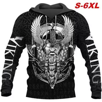 Новая мода Викинг Воин Татуировка 3D Печать Толстовка Унисекс Мужчины Женщины Хип-Хоп Толстовки S