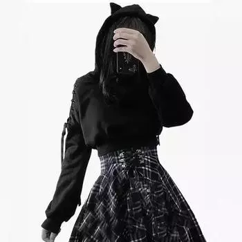 Новая мода в Европе и Америке: толстовка с капюшоном Cat Belly Crop и уличная одежда с принтом Cute Kitten S