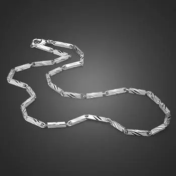 Новая мода в стиле панк для мужчин и женщин, квадратный узор с резьбой, ожерелье из 100% стерлингового серебра 925 пробы, мужское ожерелье 3 мм, 20 дюймов, ювелирные изделия из звеньевой цепи