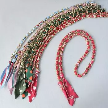 Новая мода, весенняя женская сумка, аксессуары, цепочки, съемный длинный ремень через плечо, милый шелковый ремешок с принтом, женская цепочка «сделай сам», ручки для сумки 120CM красный